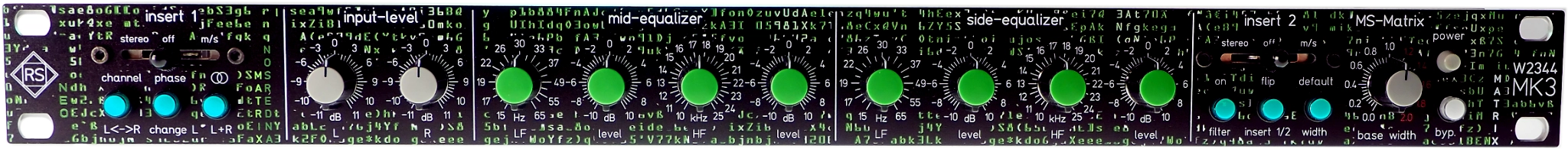 Roger Schult,W2344 MK3 RS-Matrix,M/S Mastering Filter,EQ,Hochpass,Stereobreite,Monokompatibilit&auml;t,Basisbreitenregelung,Phasenabgleich,Einschleifwege f&uuml;r externe Signalprozessoren mit Pre- und Postfunktion,extended aural editing system
